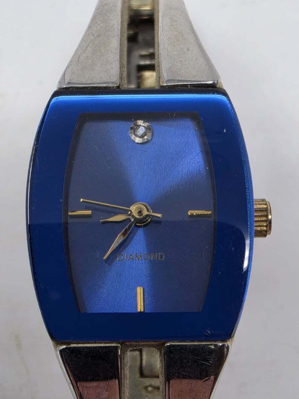Allude Quartz Watch Blue Dial Rectangular Two Tone Japan Movt FMDL062 Need Batt